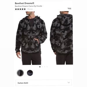 Barefoot Dreams Cozy Chic* Men's Grey Carbon Multi Camo Zip Up Hoodie New Medium